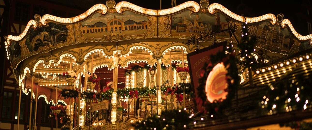 lighted carousel during nighttime